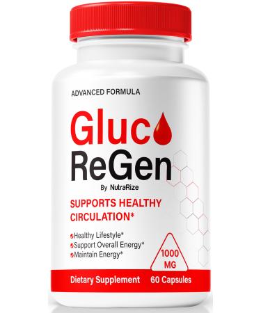 NutraRize GlucoRegen Pills Official Gluco Regen Formula All-Natural Blend to Support Stable Levels & Overall Health Premium GlucoRegen Pastillas Review (60 Capsules)