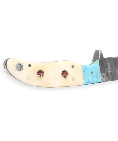 Handmade Perkin Damascus Hunting Knife | Bone & Turquoise Handle | Premium Quality Outdoor Tool - Buy Online on GoSupps.com