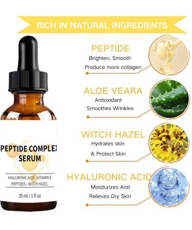 Peptide Complex Serum Hyaluronic Acid Serum Anti Aging Serum for Face Peptide Serum Face Serum for Women Hydrating Serum Reduce Wrinkle & Boost Collagen Plump & Repair Skin Brighten Skin - Buy Online on GoSupps.com