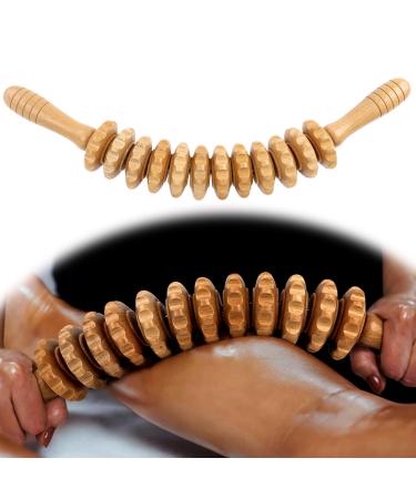 Wood massage roller wooden fascia rod massage roller with handle back massager made of wood lymphatic drainage rolling massage device for waist and thighs