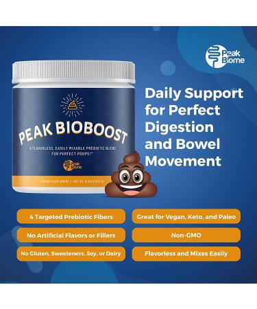 Peak Biome Peak BioBoost - 6 Pack Prebiotic Fiber Supplement for Metabolism | Easy to Dissolve Unflavored Fiber Powder | Non-GMO | 6-Month Supply 180 Servings | Gluten, Soy, Dairy Free - Buy Online on GoSupps.com