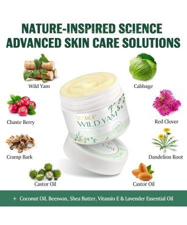 2-Pack Organic Wild Yam Cream | Natural Skincare for Menstrual & Menopause Relief | Nourishing Vitamins | 6.34 Oz - Buy Online on GoSupps.com