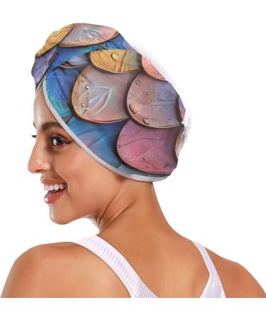 Colorful Rainbow Mermaid Scales Hair Towel Set - Super Absorbent Quick Dry Hair Turbans for Women & Girls - 2 Pack - Buy Online on GoSupps.com