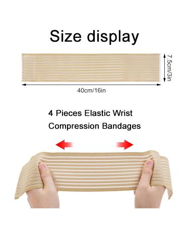 Rbenxia 4-Pack Khaki Elastic Wrist Compression Bandage | Adjustable Hand Brace Wraps for Joint Pain Relief & Sports Support | Breathable 40 cm - Buy Online on GoSupps.com