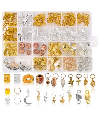 Hair Jewelry for Braids  241 Pcs Loc Jewelry for Hair Dreadlocks  Multiple Styles Gold Silver Metal Hair Cuffs Braid Accessories for Black Women