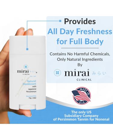 Mirai Clinical - All Natural Deodorant for Women and Men - w/Japanese Persimmon Extract - Full-Body Use - Aluminum Fragrance Paraben Free - Vegan - Helps to Eliminate Nonenal Odor - Unscented - 75g - Buy Online on GoSupps.com