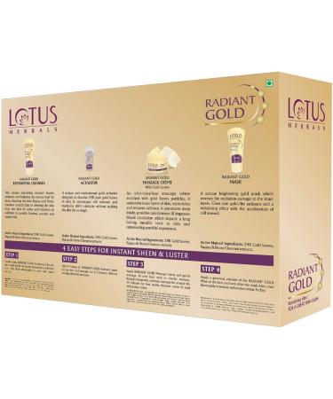 Lotus Herbals Radiant Gold Facial Kit for instant glow with 24K Pure Gold & Papaya 170g (Multi Use) - Buy Online on GoSupps.com