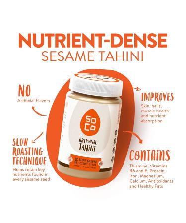 SoCo Artisanal Tahini Paste for Hummus - Plant-Based, Non-GMO, Gluten-Free, Kosher - 2 Pack 13.4oz (380g) - Buy Online on GoSupps.com