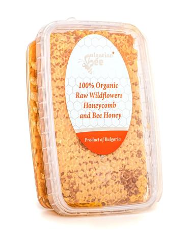300 g organic raw wildflowers honey honeycomb natural pure fresh directly from the beehive handmade absolutely real product.(300) 300 g (1 Pack)