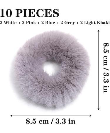 KEYRI 10 Pieces Hair Scrunchies Hair Bobbles for Women Girls Hairband Elastic Hair Ties Hair Scrunchy Soft Hair Bands Plush Faux Fur Rabbit Hair Ties Ponytail Hair Band (White+Pink+Blue+Grey+Khaki) - Buy Online on GoSupps.com