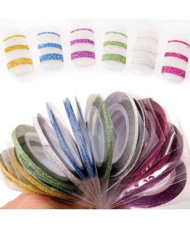 Matte Nail Art Striping Tape Set - 36pcs Glitter Nail Stickers for Stylish Nail Decoration in Gold & Silver - Buy Online on GoSupps.com