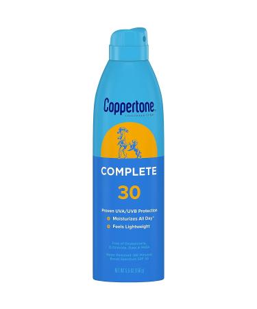 Coppertone Complete SPF 30 Sunscreen Spray 5.5 Oz Pack of 3 | Lightweight & Moisturizing | Water Resistant SPF 30 - Buy Online on GoSupps.com
