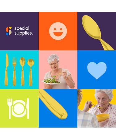 Special Supplies Adaptive Utensils (4-Piece Stainless Steel Set) Heavy Weighted, Non-Slip Handles for Hand Tremors, Arthritis, Parkinson's, Elderly Use 7oz Each Gold - Buy Online on GoSupps.com