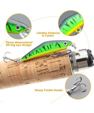 Fishing Lures Set - Minnow Popper Crank Baits Pencil Bass Trout with Hooks - Topwater Hard Swimbaits for Saltwater Freshwater - 10pc 2.68oz - Buy Online on GoSupps.com