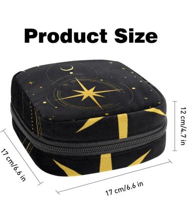 Menstrual Pad Bag with Zipper | Ladies Napkin Pouch & Tampon Collection Bag for Women & Girls - Moon Stars Black - Shop Internationally - Buy Online on GoSupps.com