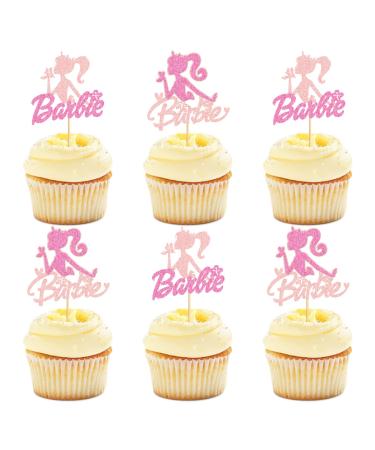 Keaziu 24 PCS Princess Cupcake Toppers Girl Birthday Cupcake Decorations Independent Girl Pink Girl For Princess Theme Baby Shower Decorations Wedding Anniversary Kids Birthday Party Supplies Pink Pink 1
