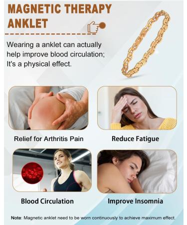 EnerCoppeX Magnetic Ankle Bracelet for Women Stainless Steel Lymph Detox Anklet 3500 Gauss Effective Magnet (SAC-0189G) - Buy Online on GoSupps.com