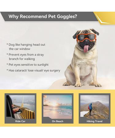 Namsan Dog Glasses - Anti-UV Waterproof & Windproof Sunglasses for Small & Medium Dogs - Fashionable Orange Protective Eyewear - Buy Online on GoSupps.com