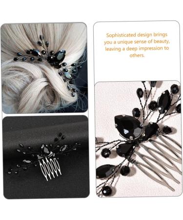 DOITOOL Black Crystal Hair Accessories Bridal Insert Black Barrettes Vintage Hair Accessories Wedding Bridal Hair Accessories Hair Pin Women's Alloy Comb European and American - Buy Online on GoSupps.com