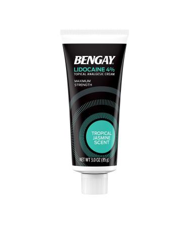 Bengay Pain Relieving Lidocaine Cream, Non-Greasy Topical Analgesic Cream with The Maximum Strength Numbing Relief of 4% Lidocaine HCl, Pleasant and Soothing Tropical Jasmine Scent, 3 oz 3 Ounce (Pack of 1) Tropical Jasmin…