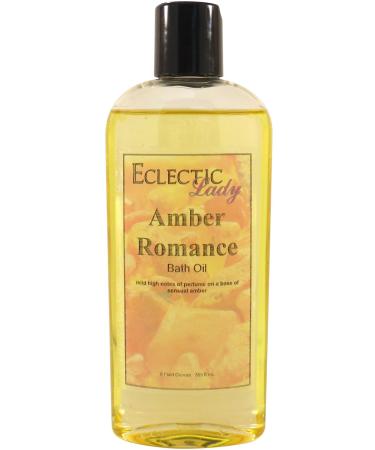 Amber Romance Bath Oil by Eclectic Lady - Scented Bath Oil - Relaxing & Moisturizing Bathing Oil - Fragrance Body Oil For Dry & Rough Sensitive Skin - Body Daily Nourishing Shower Oil (8 oz) 8 Ounce