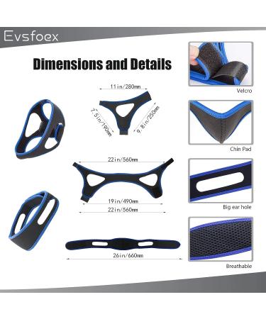 Evsfoex Anti Snoring Chin Strap for CPAP Users & Mouth Snorers - Snoring Solution Sleep Aid for Men and Women - Blue - Buy Online on GoSupps.com