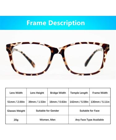 Buy Blue Light Blocking Reading Glasses for Men & Women - Square Leopard Frame - 1.0x Nerd Eyeglasses - Buy Online on GoSupps.com
