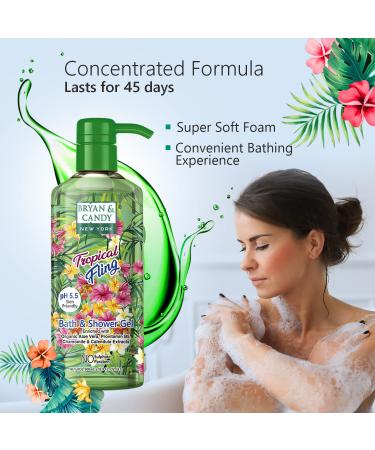 Bryan & Candy Tropical Fling Bath & Shower Gel - Organic Aloe Vera Pro Vitamin B5 Chamomile Calendula - 500ml - All Skin Types - Buy Online on GoSupps.com