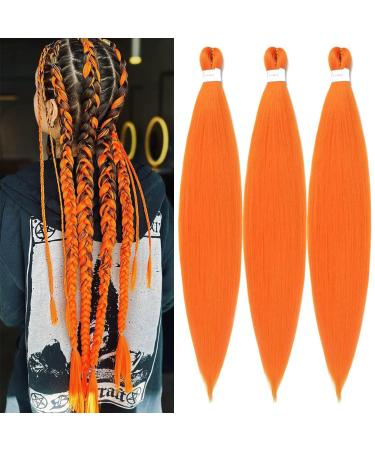YDDM PRE Stretched Braiding Hair Extensions 26 inch 3packs Extensions Kunsthaar Braids Orange Hair Extension Art hair for braid Extension for Braids Jumbo Braids Haar (26 inches orange#) 66cm-26 inches (3 SPALL) Orange##