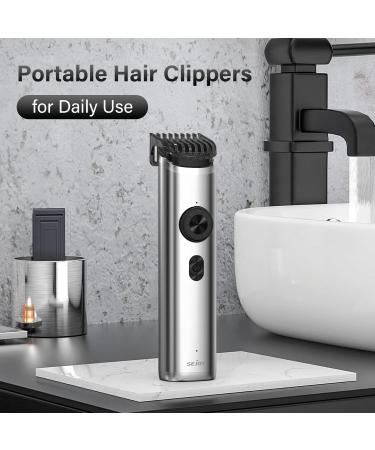 Cordless Hair Clippers for Men Electric Hair Trimmer Rechargeable Battery Professional Barber Hair Cutting & Grooming Set Portable (Silver) - Buy Online on GoSupps.com
