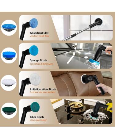Electric Spin Scrubber Cordless Cleaning Brush with Adjustable Extension Handle 8 Replaceable Brush Heads Power Display IPX5 Waterproof Shower Scrubber for Floor Tile Car - Buy Online on GoSupps.com
