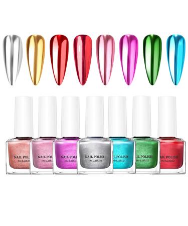 Nail Angel with a mirror effect - permanent mirror 8 color variations quick drying | Nail design accessories for nails professional studio home use v