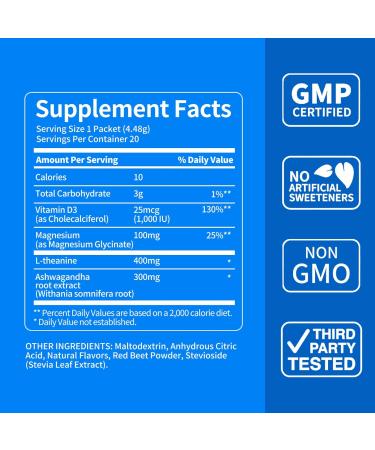 HyperCalm Super Cortisol Drink w. Magnesium Glycinate Powder L-theanine Ashwagandha Vitamin D3 30 Share Raspberry Lemonade Electrolytes Powder No Sugar Helps with Sleep and relieves Stress 4.76 Ounce (Pack of 1) - Buy Online on GoSupps.com