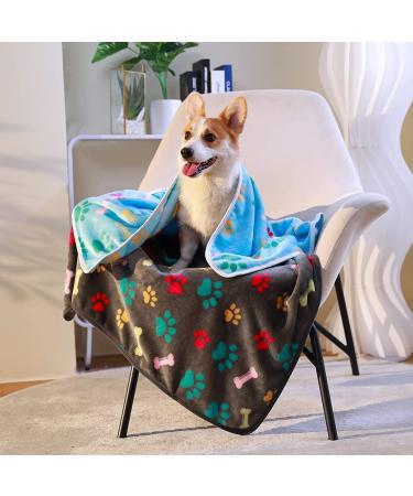 Super Soft Fluffy Fleece Pet Blanket Pack of 3 - Small Paw Design for Dogs, Puppies, and Cats - Buy Online on GoSupps.com