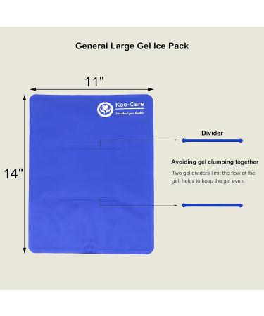 Koo-Care XL Flexible Gel Ice Pack for Injuries - Hot Cold Compress for Pain Relief & Swelling - Shoulder, Arm, Back, Hip, Knee, Shin, Foot - Reusable & Extra Large 11 x 14 Inches - Pack of 2 - Buy Online on GoSupps.com