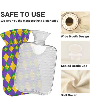 Mardi Gras Hot Water Bottle with Cover - 1L Heat Bottle for Pain Relief Headache & Back Pain - Buy Online on GoSupps.com
