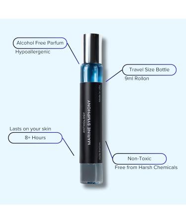 Anthology Marine Symphony Roll on Perfume Oil 0.3oz 9 ML | Cucumber Melon Musk notes | Alcohol Free Rollerball Fragrance Travel size | Aquatic & Fresh - Buy Online on GoSupps.com