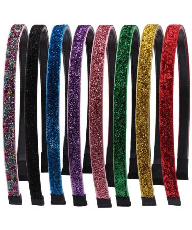 DIY Glitter Hair Bands - 8-Piece Set for Women Men & Girls | Gentle Touch Headgear in 8 Colors - Buy Online on GoSupps.com