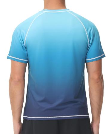 Yukaichen Men's Rashguard - Fast-Drying Breathable Short Sleeve Swimming Shirt - Water Sports T-Shirt in L Color Gradient Blue - Buy Online on GoSupps.com