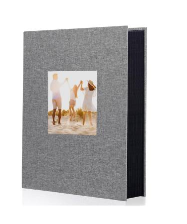Miaikoe Photo Album 6x4 300 Pockets Slip in Large Capacity Album for Family Wedding Anniversary Linen Album Book Holds 300 Horizontal 10x15cm Photos(300 Pockets Grey) 300 Pockets Grey