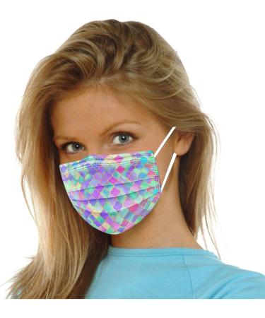 Goddess Accent 50PCS Disposable Face_Mask Cute Floral Tie Dye Printed Protection for Adults Women - Buy Online on GoSupps.com