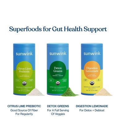 Sunwink Digestion Lemonade Powder - Organic Superfood for Debloat & Gut Health - Amla, Dandelion & Chicory Root Extract - 4.2oz - Buy Online on GoSupps.com
