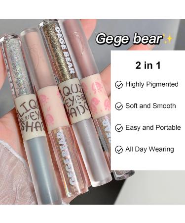 Jutqut 2PCS Liquid Glitter Eyeliner Eyeshadow Shimmer Eyeshadow and Matte Eyeshadow 2 in 1 Dual-End Cream Cosmetics Eyeshadow Eyeliner Glitter Matte Glitter Pressed All Highly Pigmented Blending Liquid Create Korean & Smoky Eyeshadow Makeup #Pk01&pk02 - Buy Online on GoSupps.com