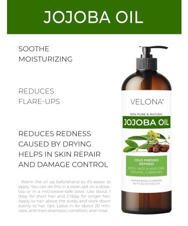 Velona Jojoba Oil 8 fl oz | 100% Pure & Natural Carrier Oil for Face Hair Body | Cold Pressed & Refined Moisturizer - Shop Now - Buy Online on GoSupps.com
