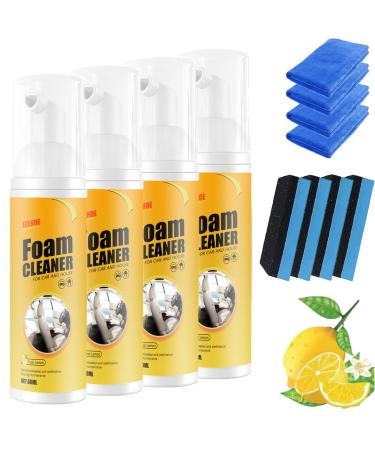 Amplesunshine Foam Cleaner Strong Decontamination Cleaners Spray Multifunctional Car Foam Cleaner Powerful Stain Removal Kit Foam Cleaner for Car and House Lemon Flavor (4Pcs 60ML)