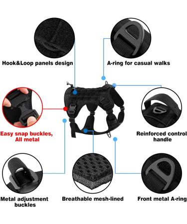 Plutus Pet Tactical Dog Harness | Adjustable No-Pull Service Vest for Medium Dogs | Black M - Buy Online on GoSupps.com