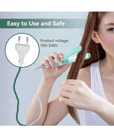2-in-1 Mini Hair Smoothing Iron & Curling Iron for Women - Portable Ceramic Curlers for Short Hair & Ponytails - Green US Plug - Buy Online on GoSupps.com