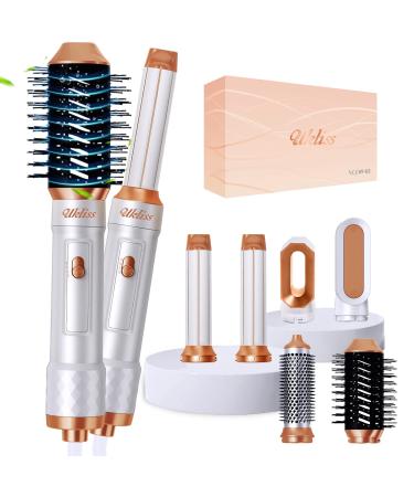 UKLISS Air Styler 6 in 1 set 2024 Negative ions hairdryer with warm air brush round brush airflow curling iron automatically hair straightener brush for drying smoothing volume curls white - Buy Online on GoSupps.com
