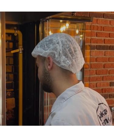100 Pcs White Disposable Bouffant Caps - 20 Nonwoven Hair Net Sleeves with Swivel Bands | Ideal for Sleeping, Food Service - Unisex - Buy Online on GoSupps.com