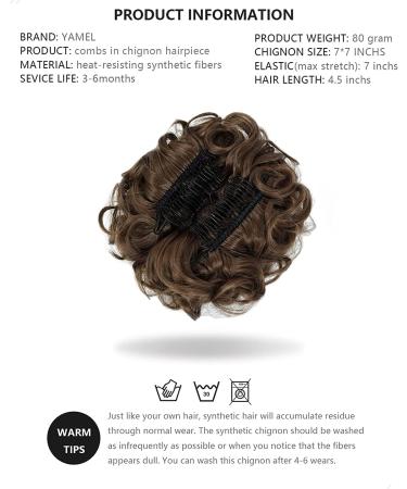 Yamel Curly Bun Scrunchie Hairpiece in Light Brown for Women - Synthetic Updo Combs Extension - Buy Online on GoSupps.com
